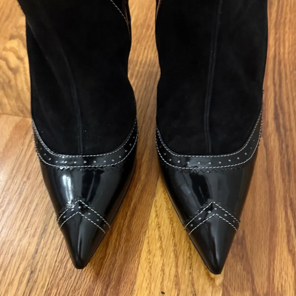 CESARE PACIOTTI Women's Black Italian Leather Pointed Toe Skinny Heel Boots - Picture 3 of 6